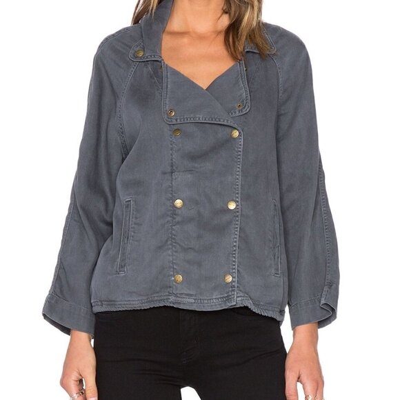 Current/Elliott Conductor Jacket Castle Gray Double Breasted